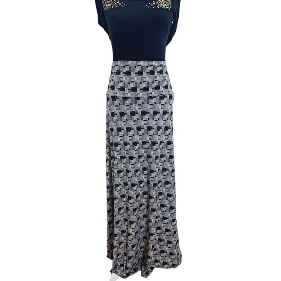 LulaRoe Women's Geometric Print Black Lavender Maxi Modest Casual Skirt sz 3XL - Picture 3 of 8